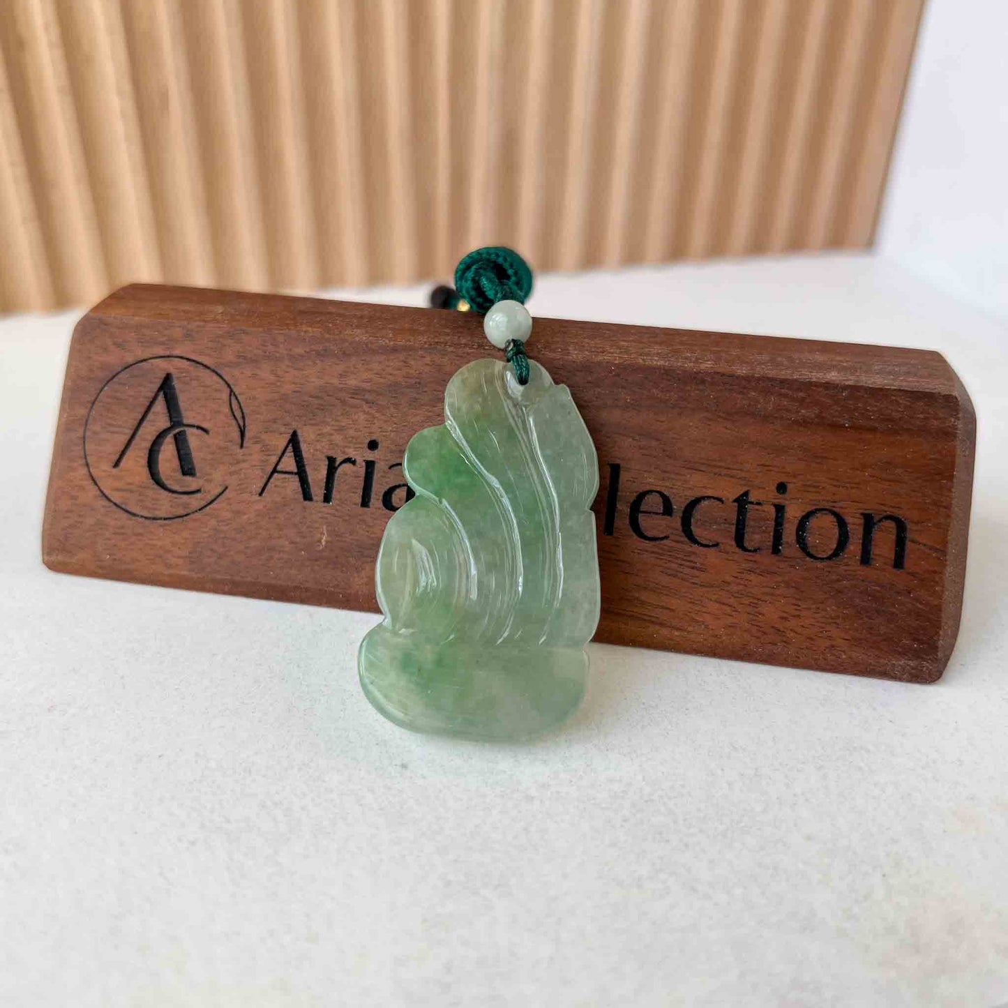Nine 9 Tail Fox Jadeite Jade Green Hand Carved Pendant, YS-0523-1698983830