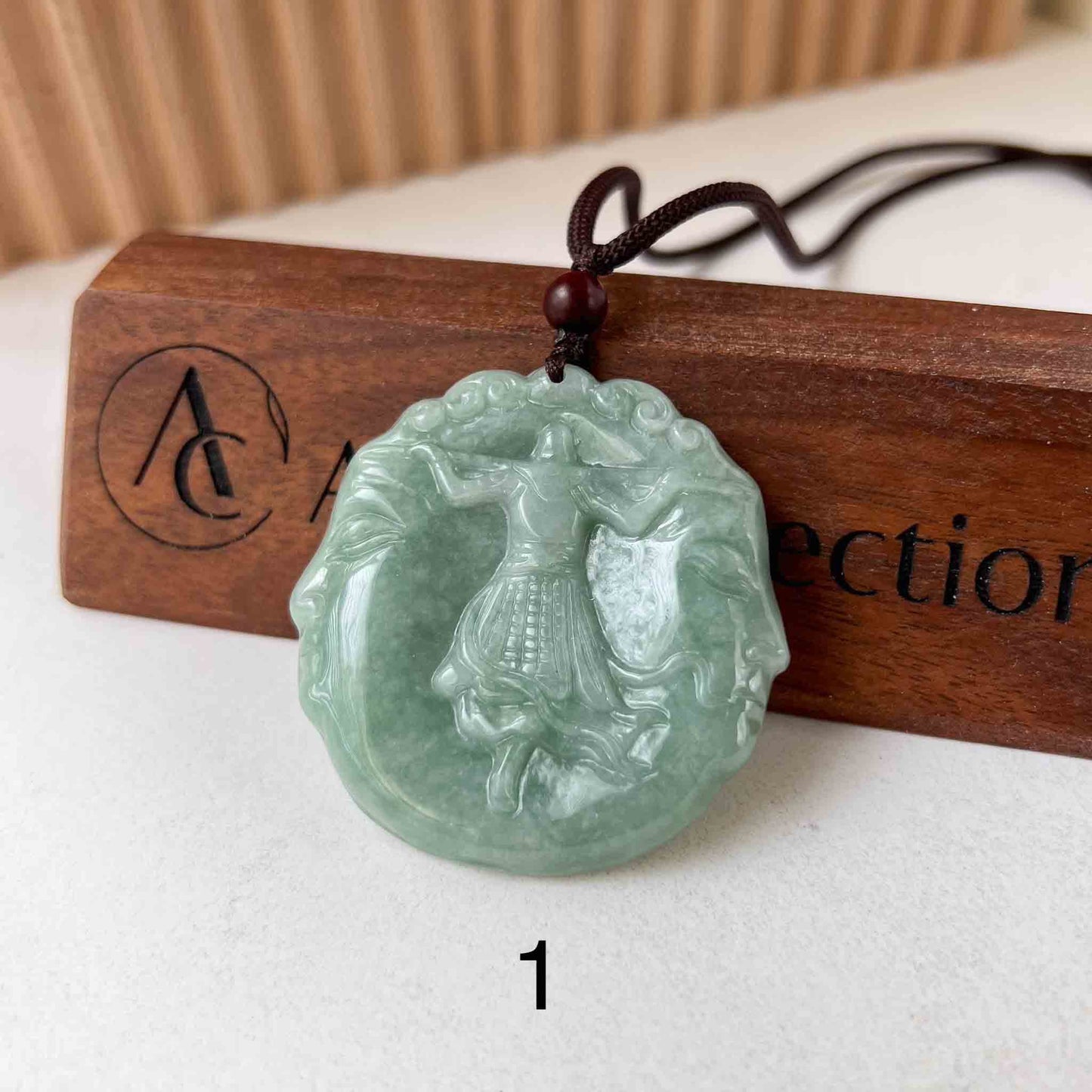 Jadeite Jade Monkey King, Sun Wu Kong, 孙悟空, Chinese Zodiac Carved Pendant Necklace, YJ-0522-0428826