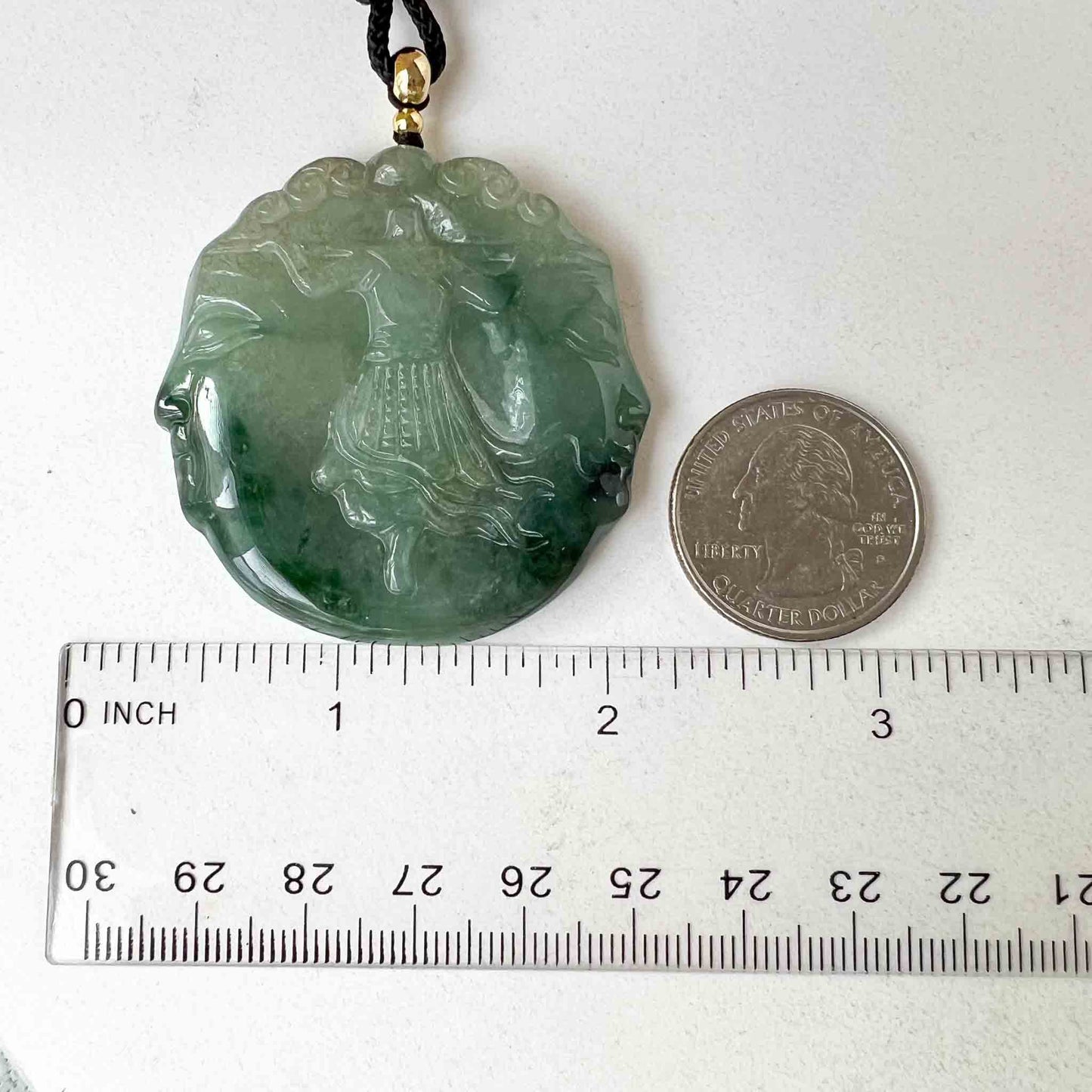 Jadeite Jade Monkey King, Sun Wu Kong, 孙悟空, Chinese Zodiac Carved Pendant Necklace, YJ-0522-0428826