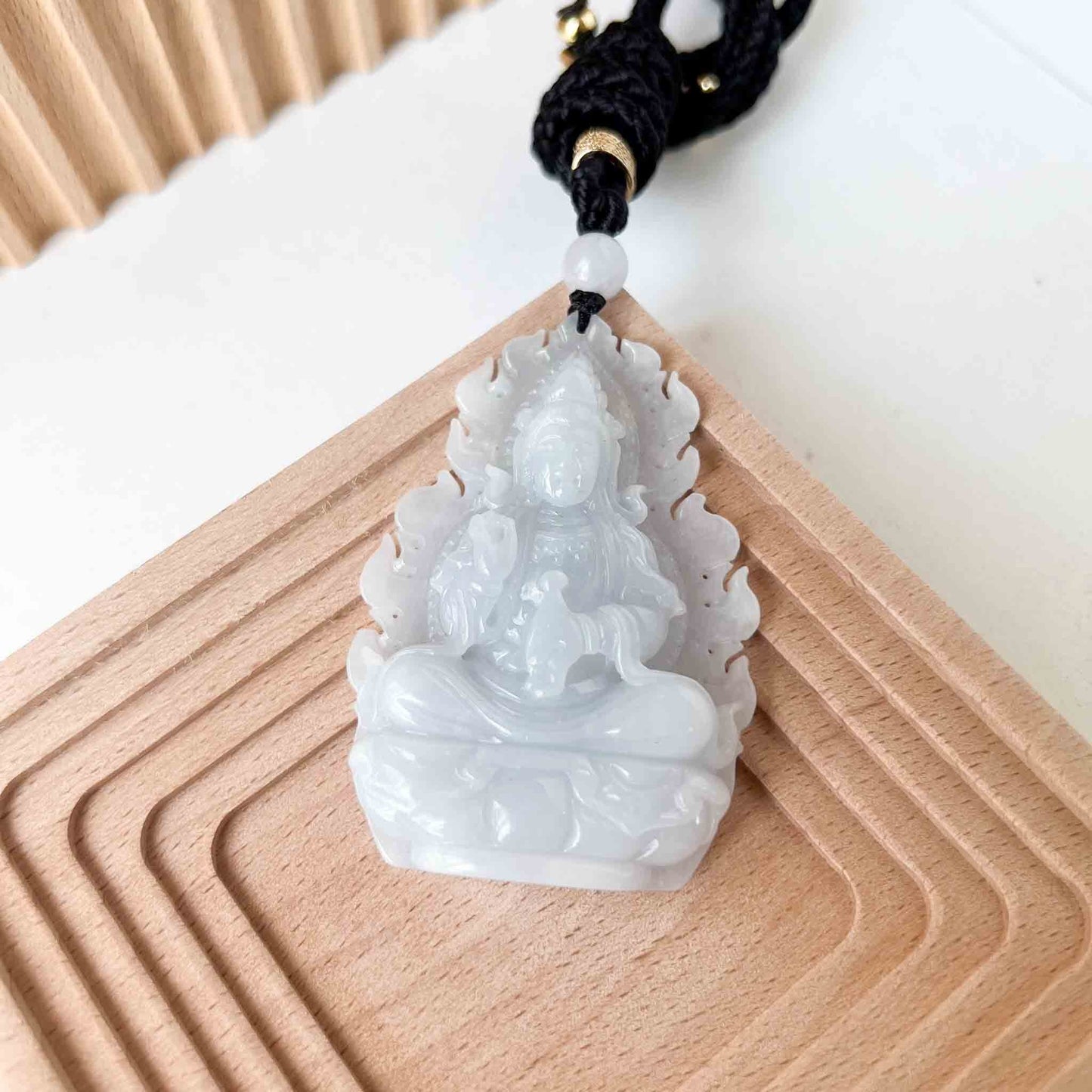 Jadeite Jade Guan Yin Avalokiteshvara Hand Carved Pendant Necklace, Quan Am, 观音, White Light Purple Jade Pendant, YGR-1022-1698553794