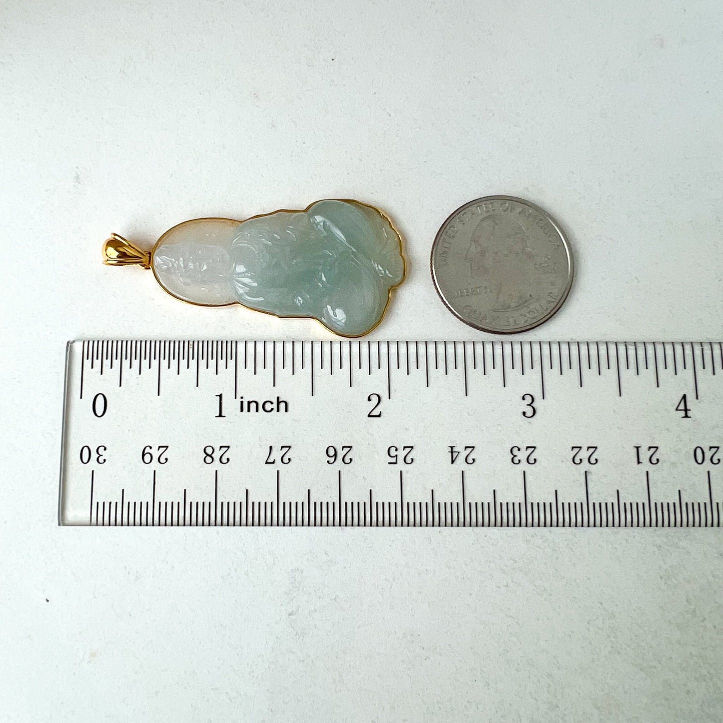 Ice Jadeite Jade Guan Yin Avalokiteshvara, Hand Carved Pendant with 18K Solid Gold, Guanyin, 观音,Lady Buddha, BH-0123-1700117786