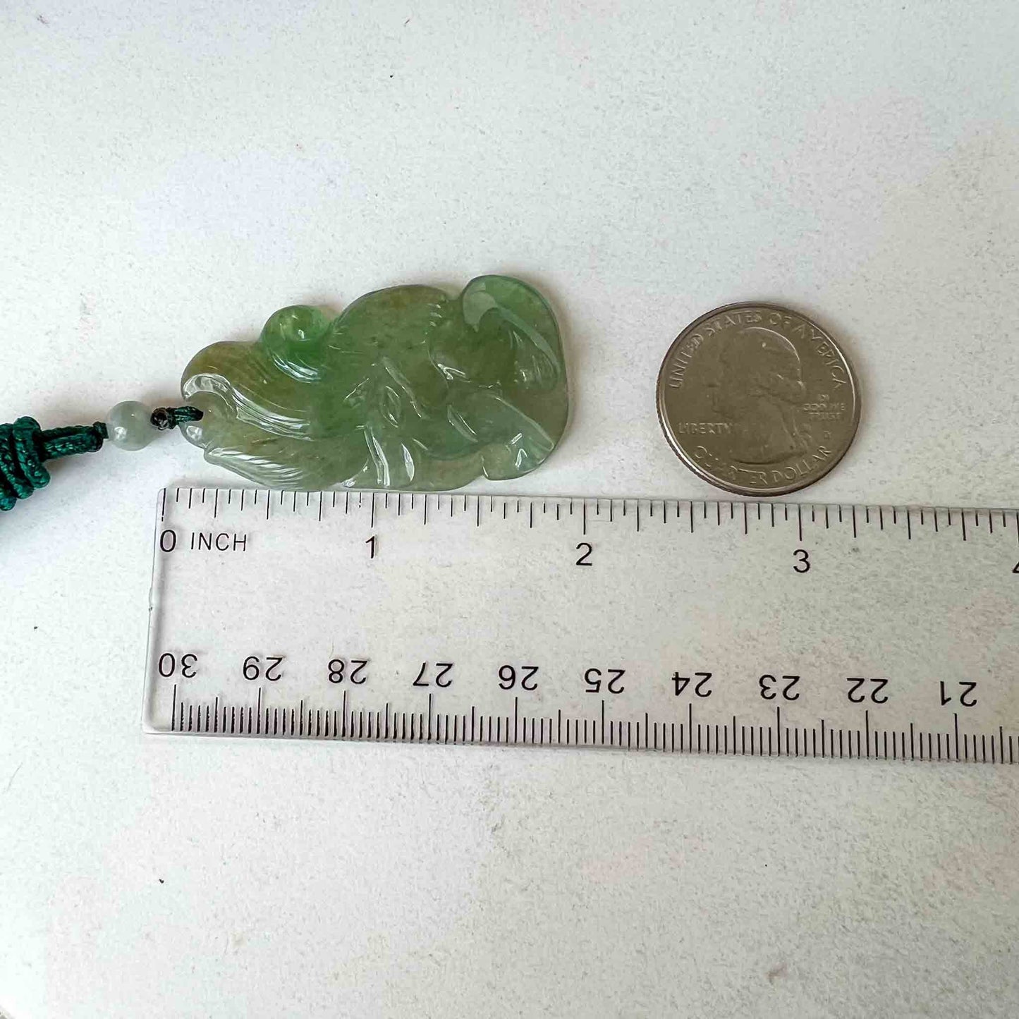 Nine 9 Tail Fox Jadeite Jade Green Hand Carved Pendant, YS-0523-1698983830