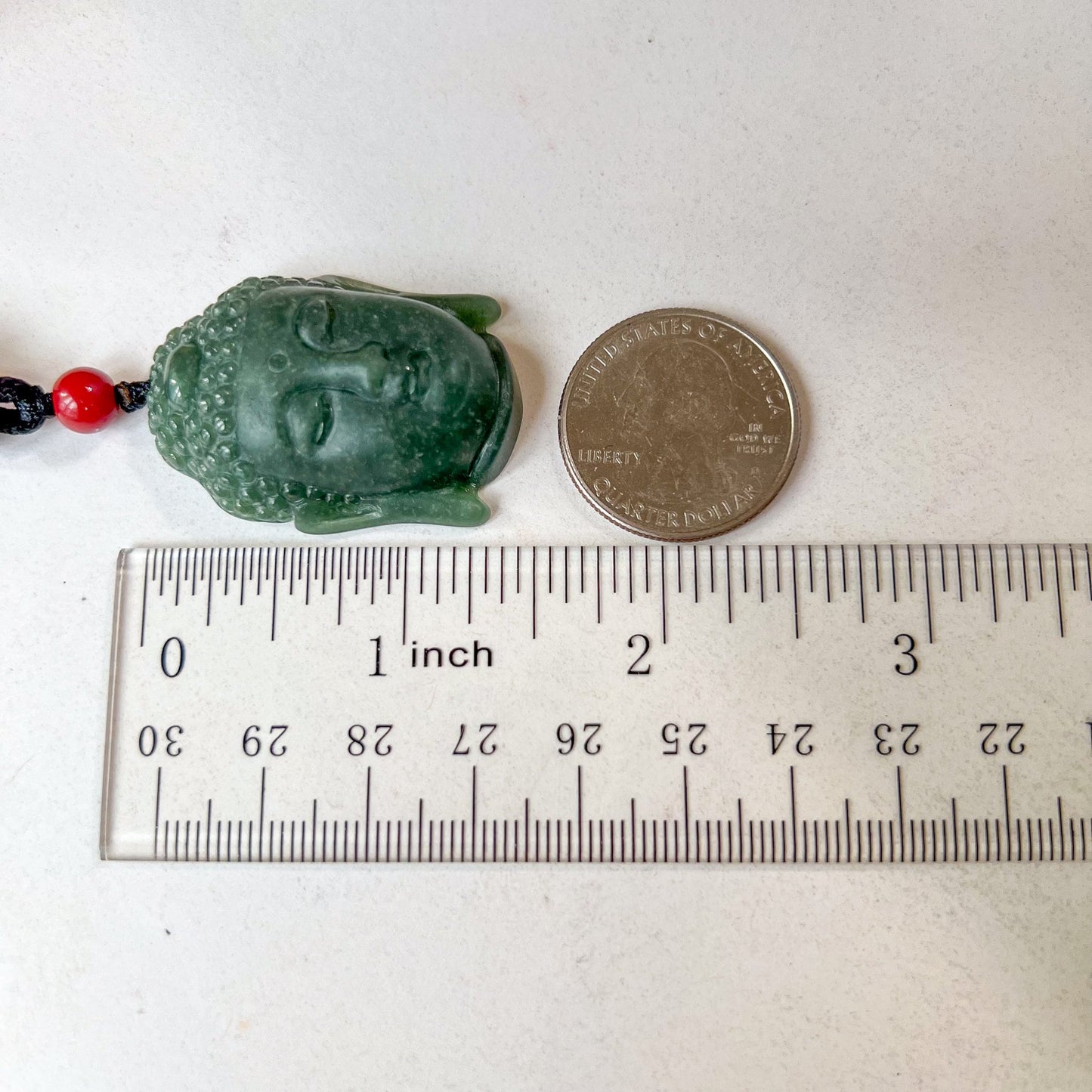 Green Jadeite Jade Buddha Head, Amida, Amitabha, Hand Carved Pendant, YJ-0822-0464220