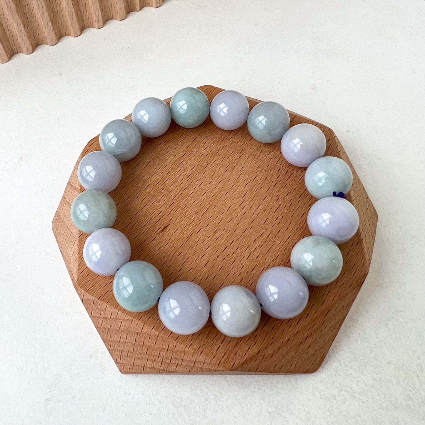 13.0 mm Jadeite Jade Lavender Purple and Green Bracelet, XNZ-0723-1700979807