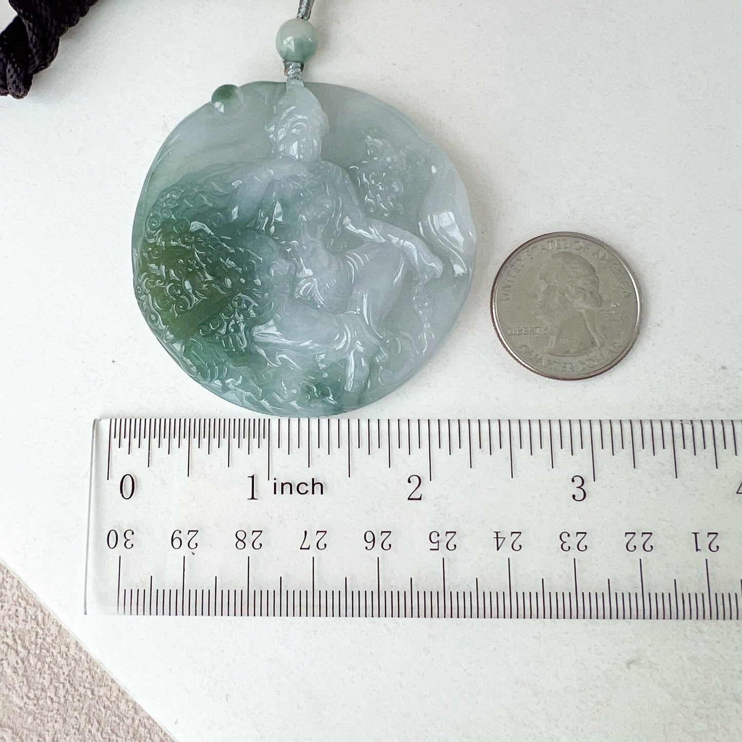 Jadeite Jade Manjushri Wisdom Buddha bodhisattva Wen Shu, Văn Thù Sư Lợi Bồ Tát, 文殊, Carved Pendant Necklace, YGR-0323-1701368912