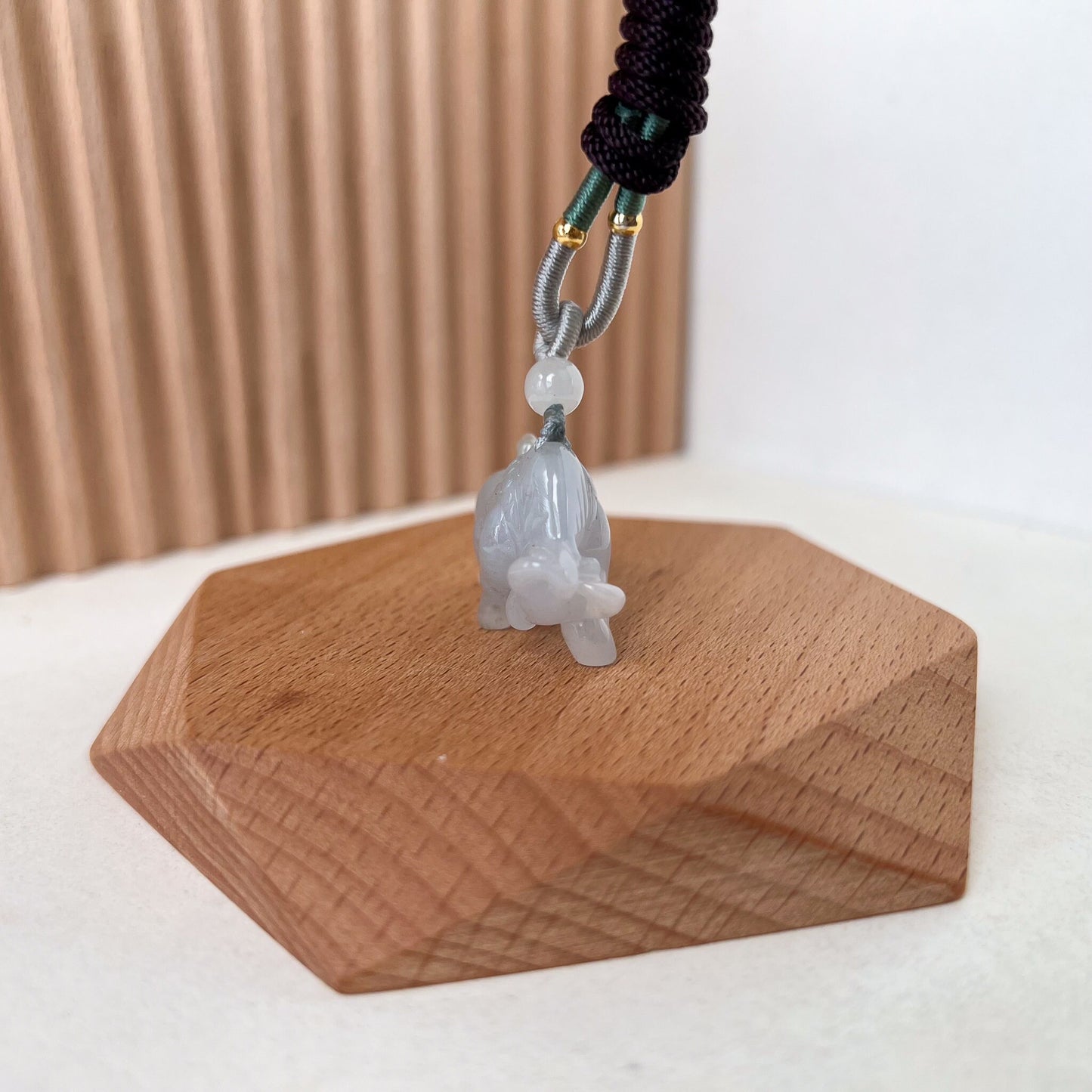 Charging Ox Jadeite Jade Bull Cow Chinese Zodiac Carved Very Light Purple Lavender Jade Pendant Necklace, YX-0323-1701575060