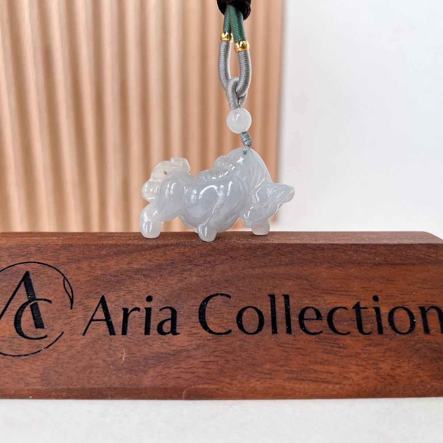 Charging Ox Jadeite Jade Bull Cow Chinese Zodiac Carved Very Light Purple Lavender Jade Pendant Necklace, YX-0323-1701575060