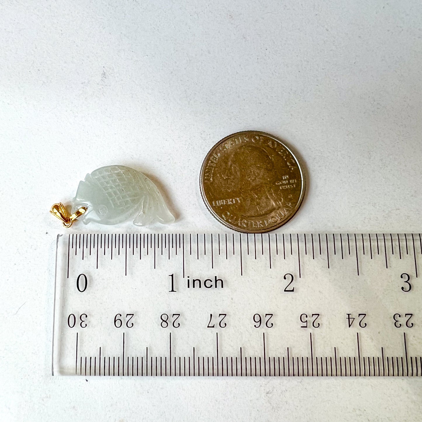 Jadeite Jade Small Translucent Fish Pendant with 18K Solid Gold Bail, SHWQ-0423-1700374598
