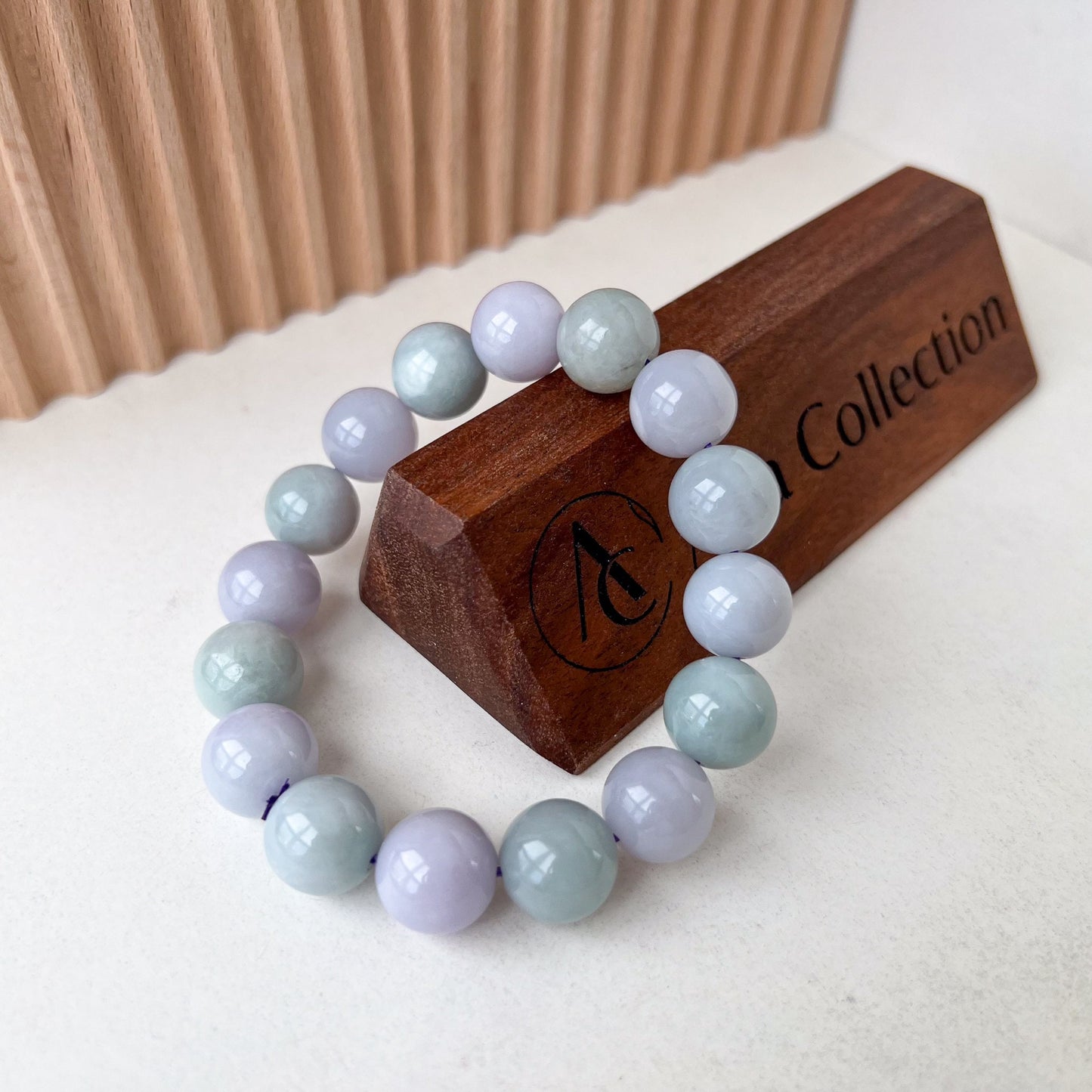 13.0 mm Jadeite Jade Lavender Purple and Green Bracelet, XNZ-0723-1700979807