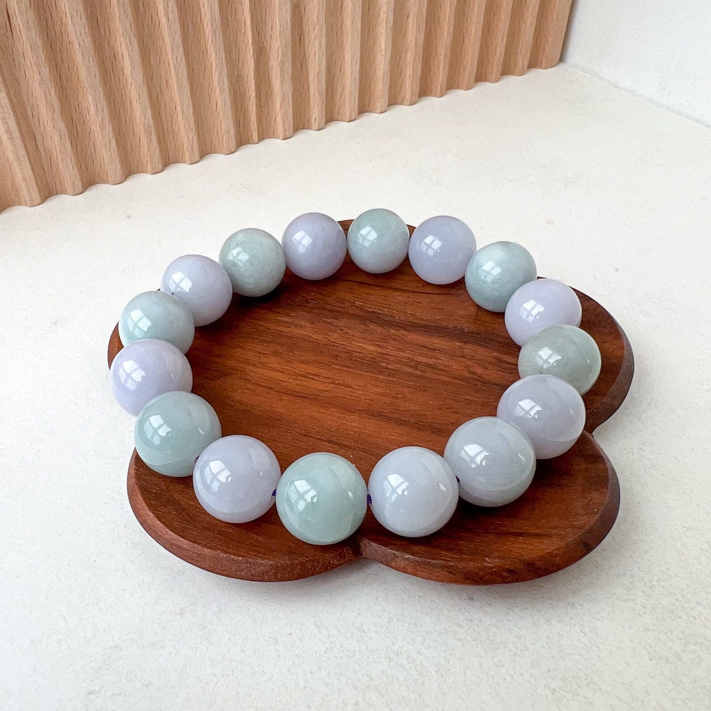 13.0 mm Jadeite Jade Lavender Purple and Green Bracelet, XNZ-0723-1700979807
