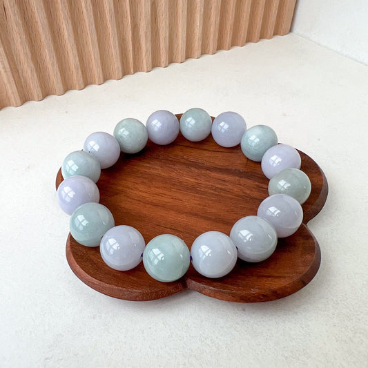 13.0 mm Jadeite Jade Lavender Purple and Green Bracelet, XNZ-0723-1700979807