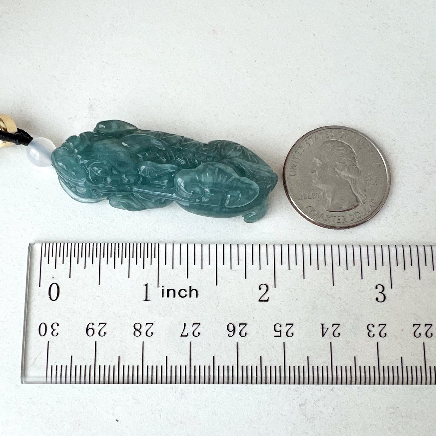 Blue Green Jadeite Jade, Dragon Pixiu Pi Xiu Dragon Chinese Carved Pendant, 貔貅, BGC-0323-0030744