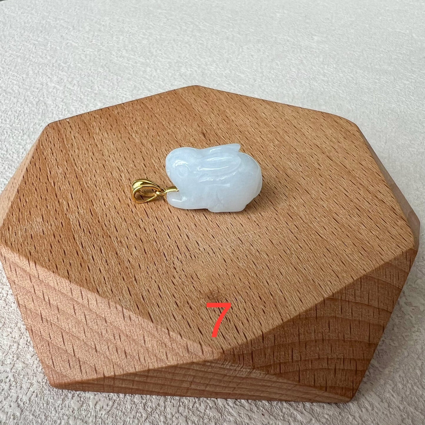 Jadeite Jade Rabbit Pendant with 18K Solid Gold, Set 3, SHWQ-0423-1704949575