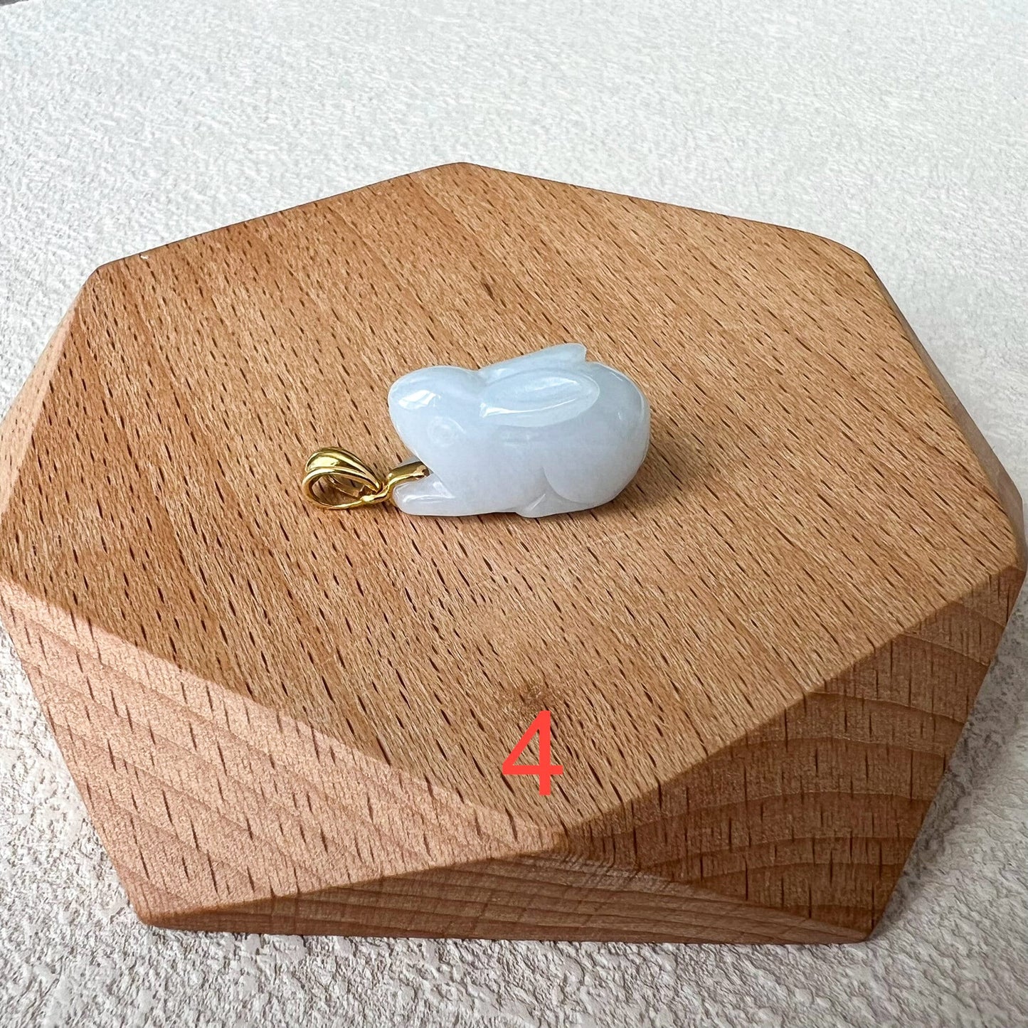 Jadeite Jade Rabbit Pendant with 18K Solid Gold, Set 3, SHWQ-0423-1704949575