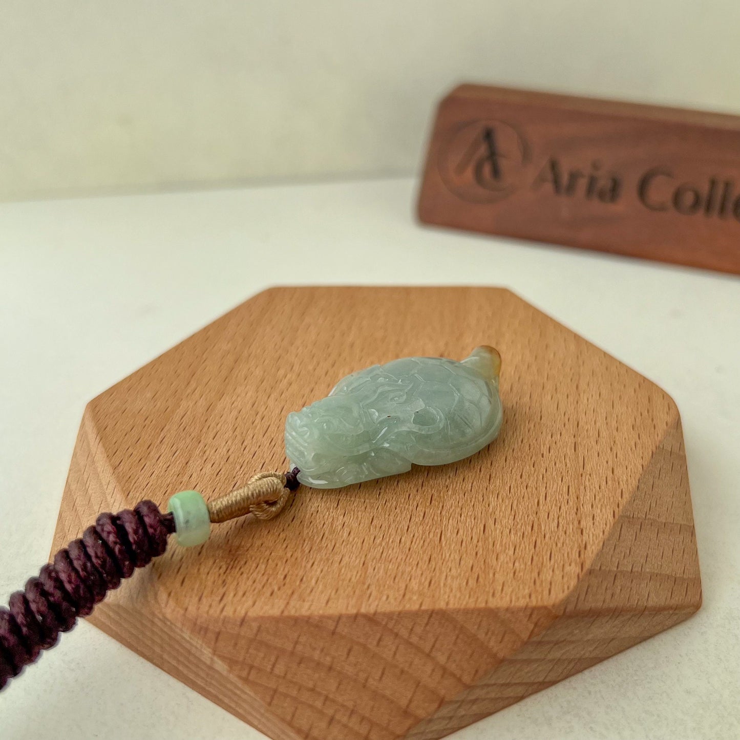 Dragon Turtle Jadeite Jade Light Green Yellow Hand Carved Pendant Necklace, XM-0423-1705251297
