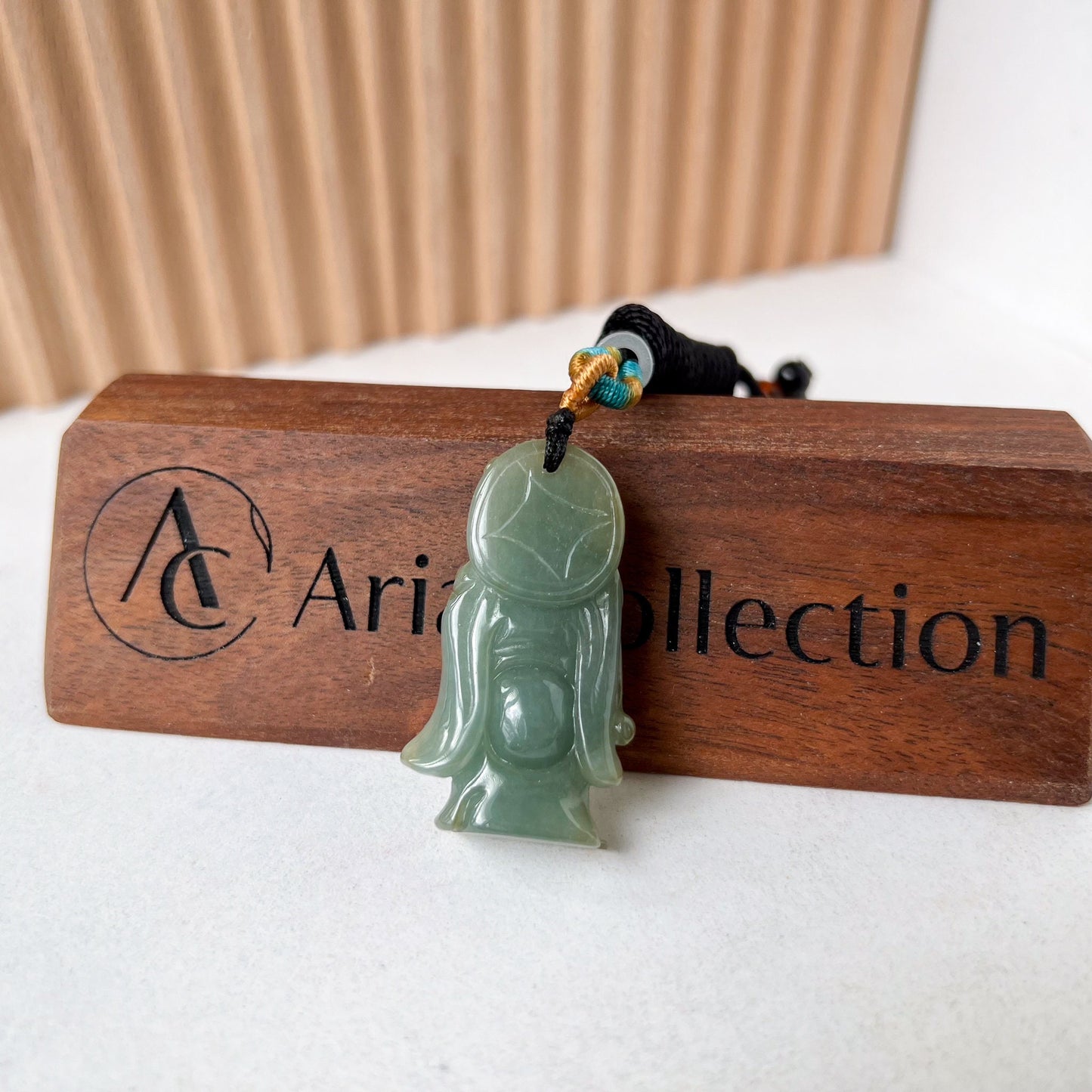 Green Jadeite Jade Happy Laughing Buddha Hand Carved Pendant, YJ-1022-0064629