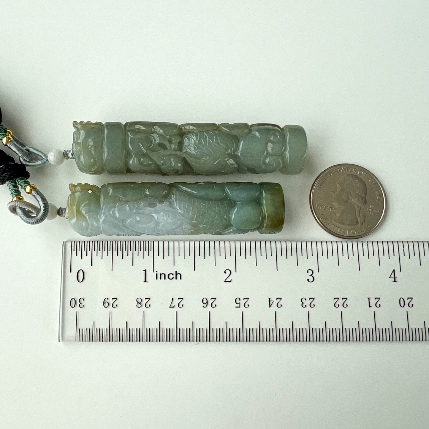 Green Jadeite Jade Dragon Pillar Column Chinese Zodiac Hand Carved Pendant Necklace, YS-1122-1706899490