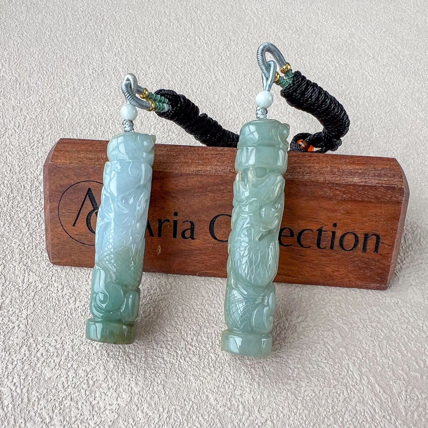 Green Jadeite Jade Dragon Pillar Column Chinese Zodiac Hand Carved Pendant Necklace, YS-1122-1706899490