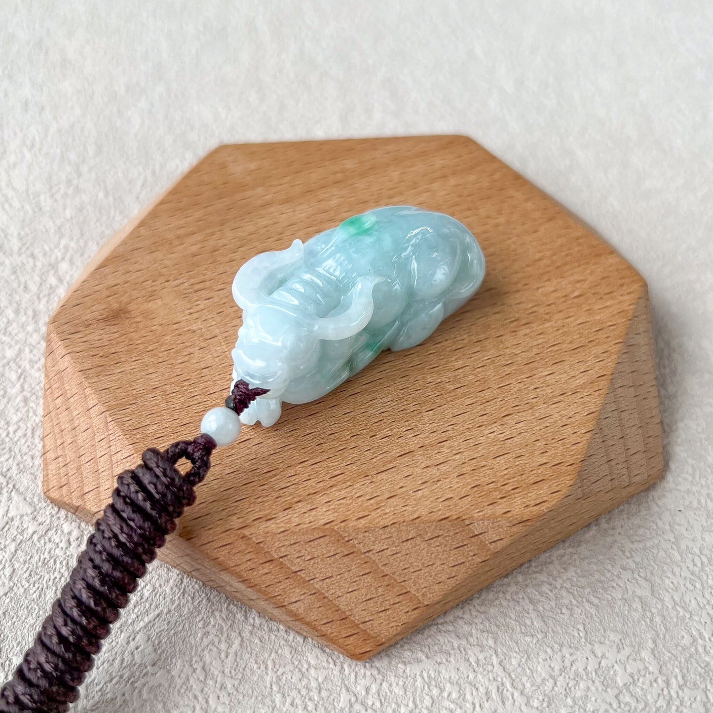 Jadeite Jade Ox Bull Cow Chinese Zodiac, Hand Carved Light Green Jade Carved Necklace, YGR-0323-1707685605