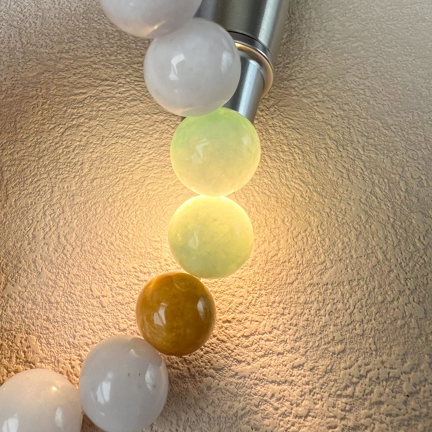 13.5 mm Jadeite Jade Light Lavender Purple and Green Yellow Bracelet, LZG-0822-3335705