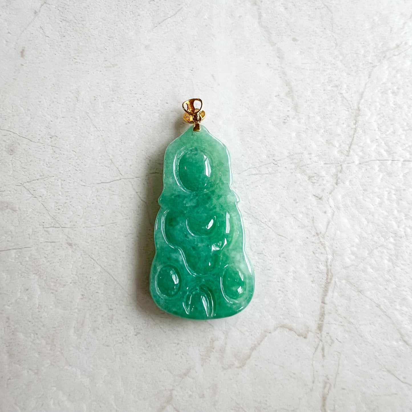 Green Baby Buddha with 18K Gold Bail, Jadeite Jade Carved Pendant, SHWQ-1123-1706502170