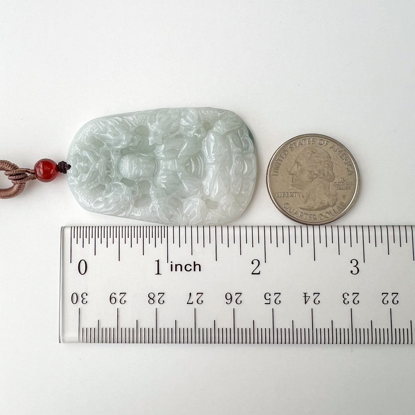 White Jadeite Jade Buddha Protected by 9 Dragons Carved Pendant, BGC-0323-0030154