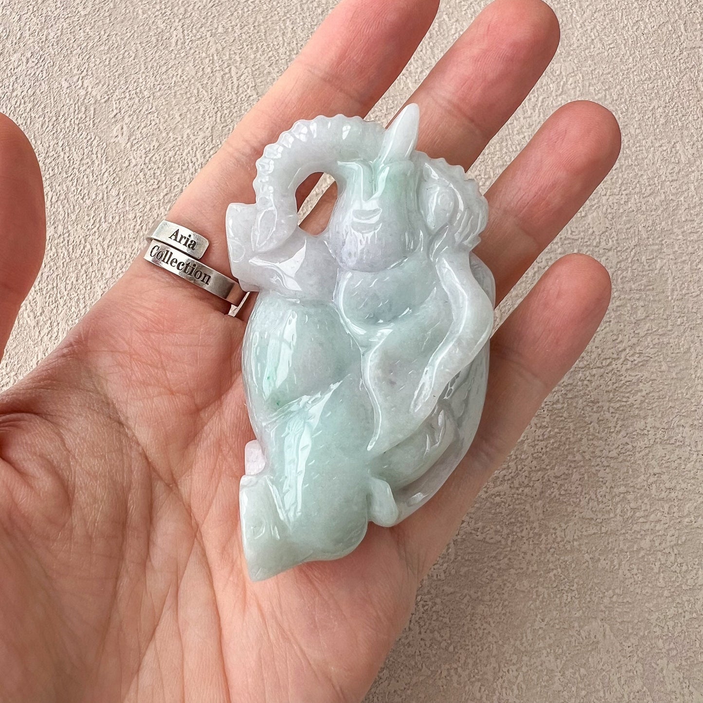 Hand Carved Jade Elephant, Light Green and Purple Jadeite Jade Statue Figurine, YGR-0233-1706936791