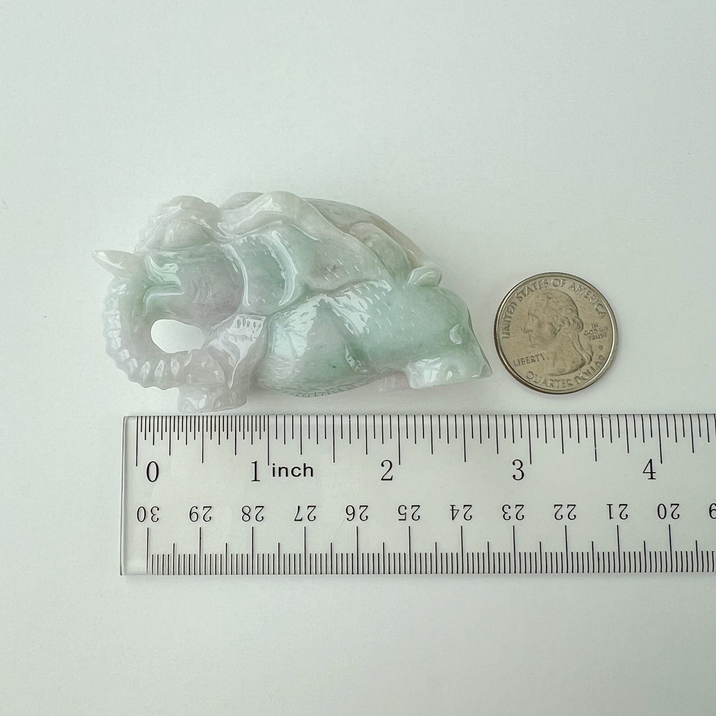 Hand Carved Jade Elephant, Light Green and Purple Jadeite Jade Statue Figurine, YGR-0233-1706936791