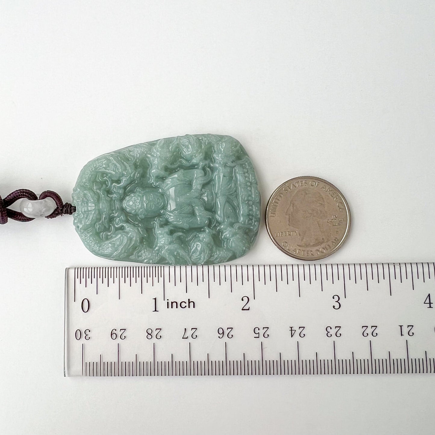 Green Jadeite Jade Guan Yin Kwan Yin Protected by Dragons Avalokitesvara Carved Pendant, BGC-0323-0038610