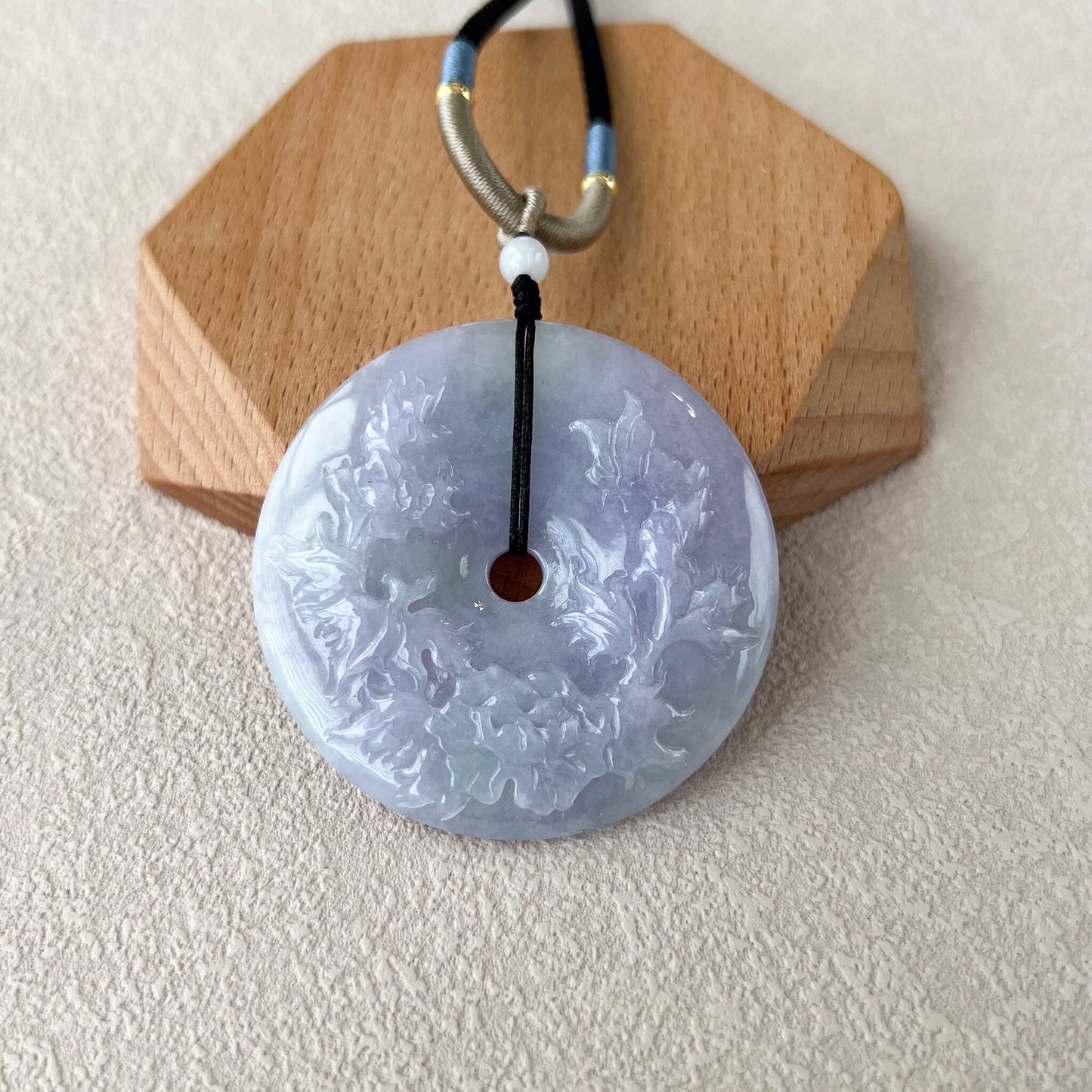 Lavender Harmony Donut Pendant, Jadeite Jade Ping An Kou, 平安扣, YGR-0223-1708641372