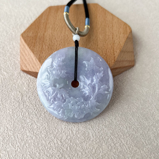 Lavender Harmony Donut Pendant, Jadeite Jade Ping An Kou, 平安扣, YGR-0223-1708641372