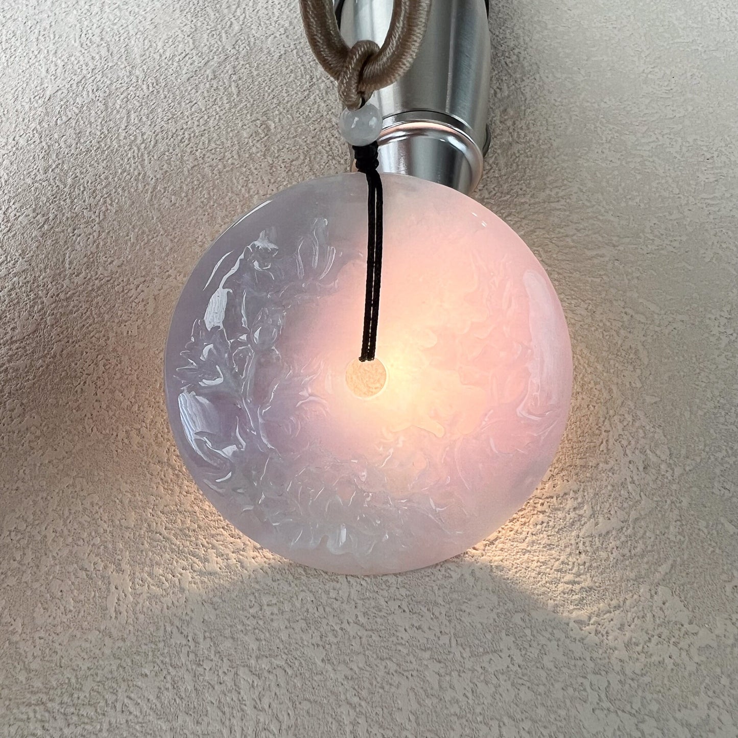 Lavender Harmony Donut Pendant, Jadeite Jade Ping An Kou, 平安扣, YGR-0223-1708642472