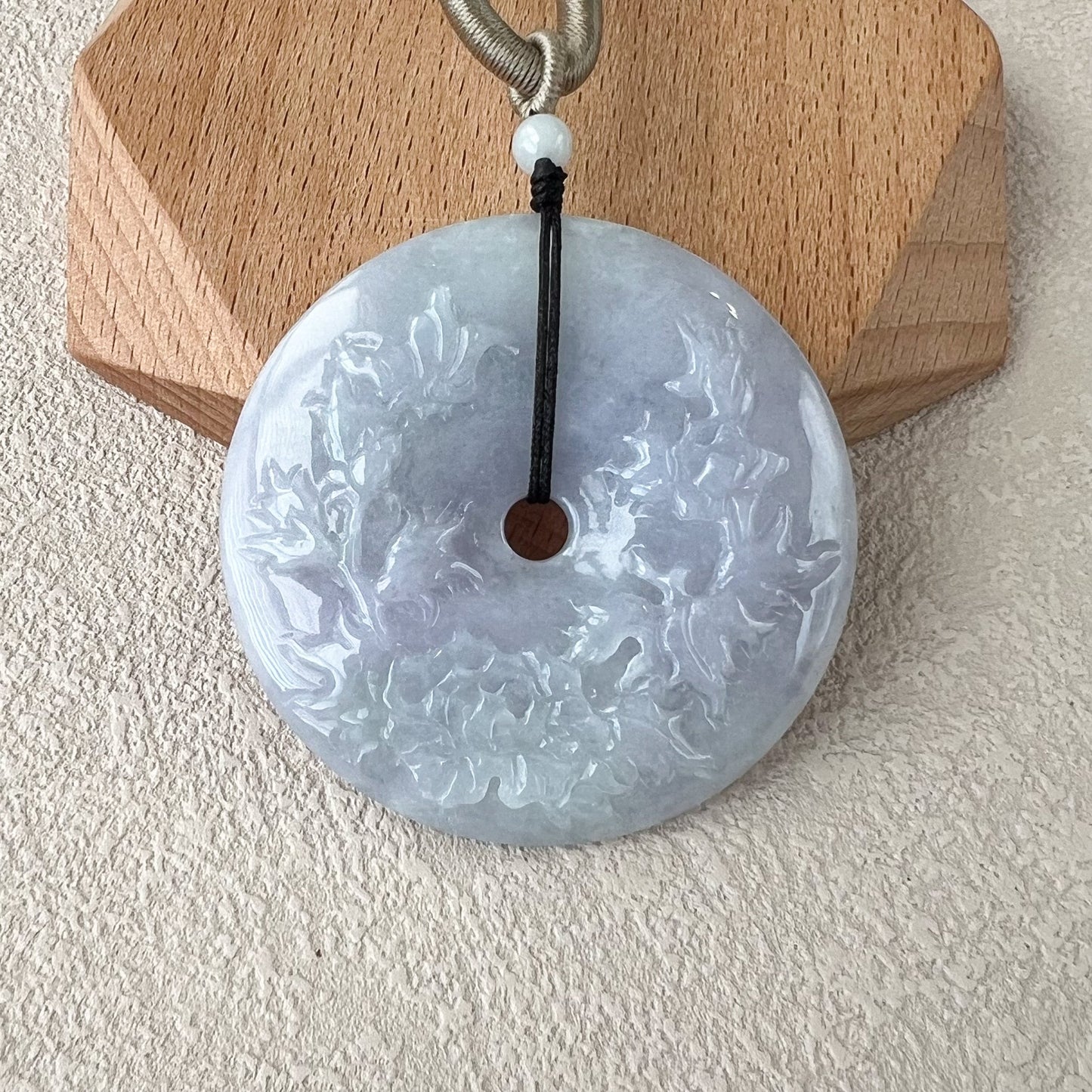 Lavender Harmony Donut Pendant, Jadeite Jade Ping An Kou, 平安扣, YGR-0223-1708642472