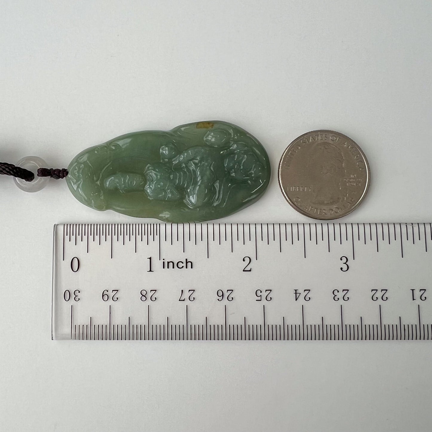 Green Jadeite Jade Guan Yin Avalokiteshvara, 观音, Hand Carved Pendant Necklace, BGC-1122-0027600