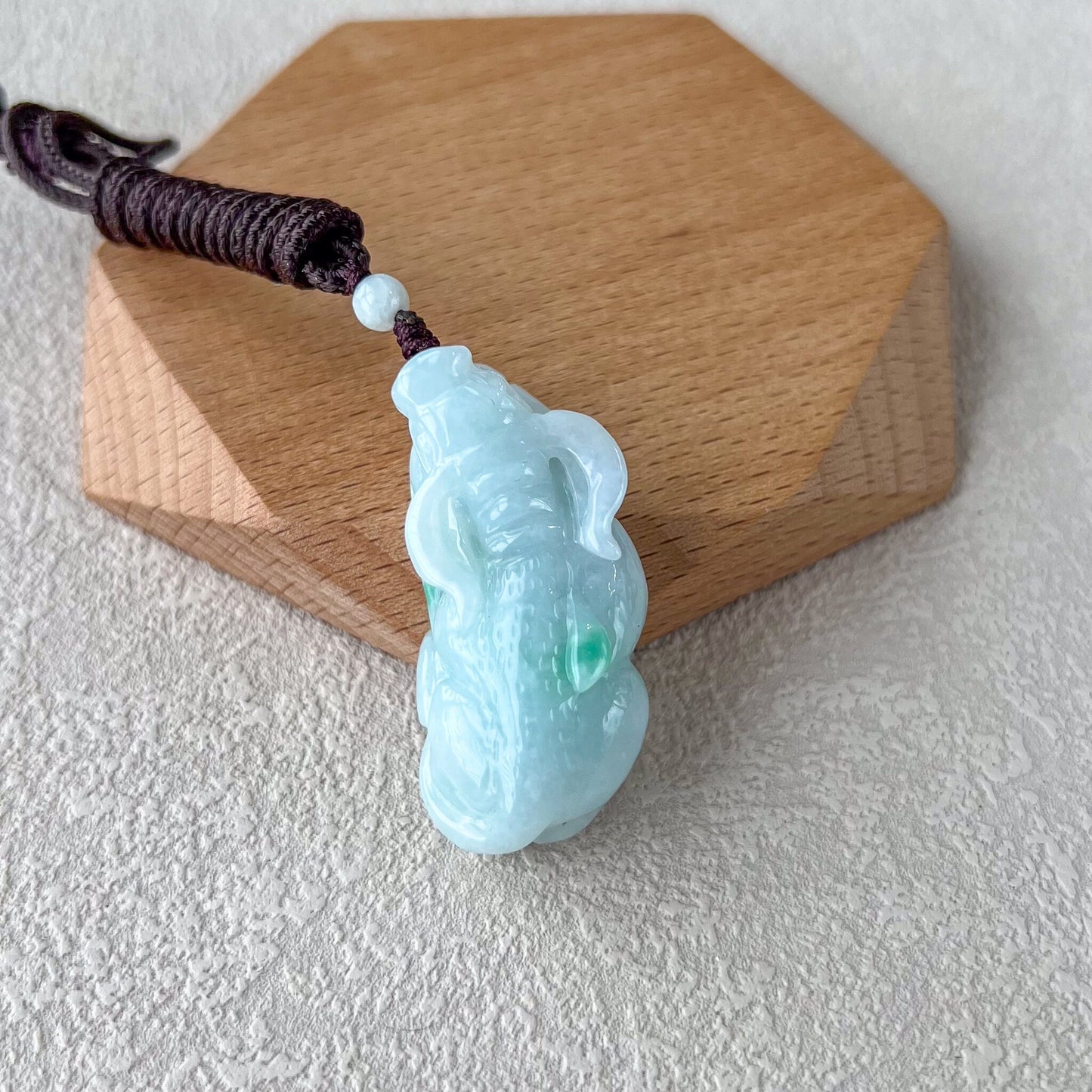 Jadeite Jade Ox Bull Cow Chinese Zodiac, Hand Carved Light Green Jade Carved Necklace, YGR-0323-1707685605