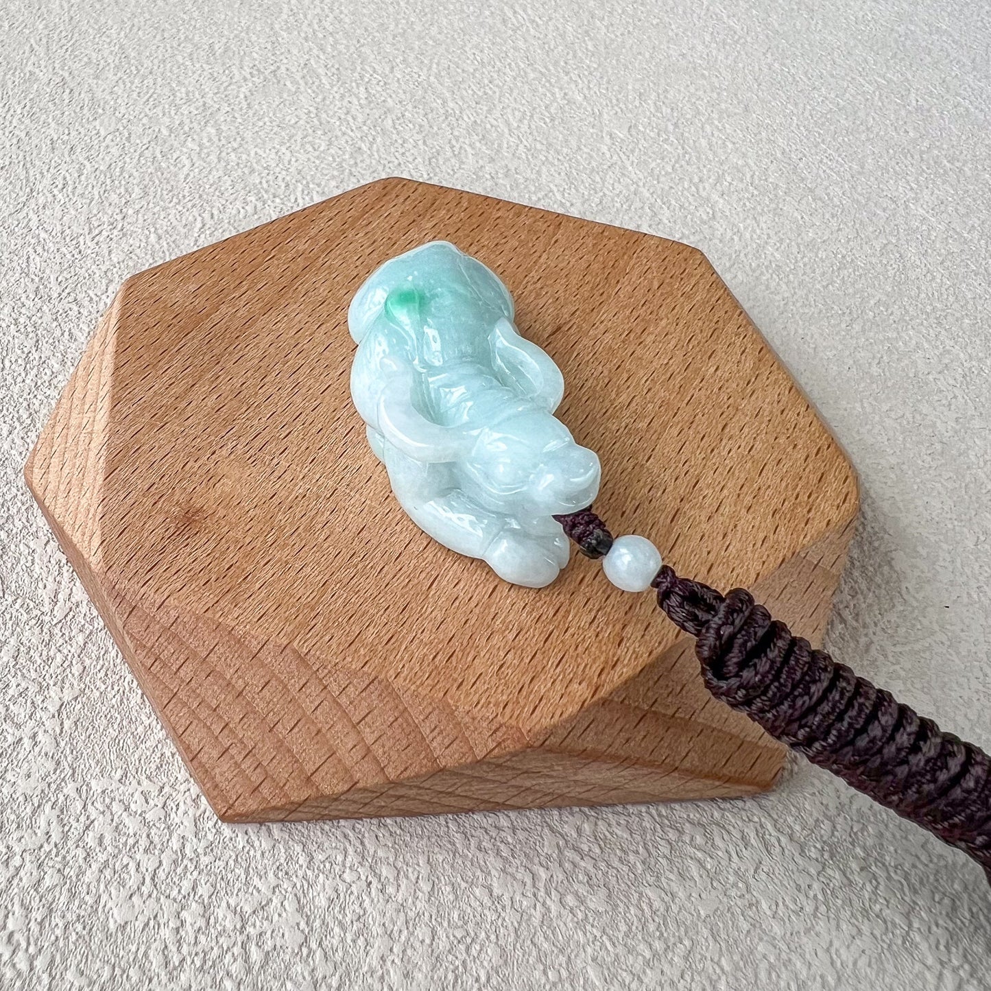 Jadeite Jade Ox Bull Cow Chinese Zodiac, Hand Carved Light Green Jade Carved Necklace, YGR-0323-1707685605