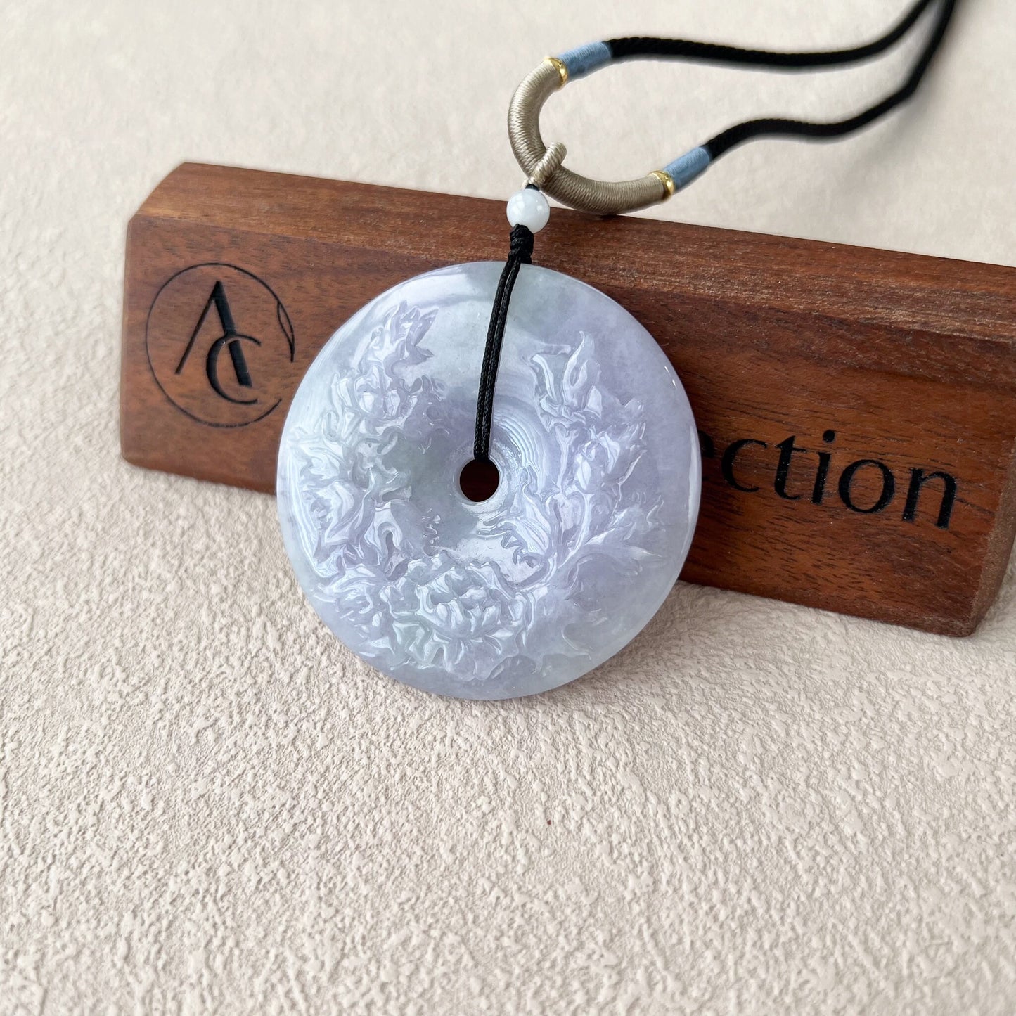 Lavender Harmony Donut Pendant, Jadeite Jade Ping An Kou, 平安扣, YGR-0223-1708641372