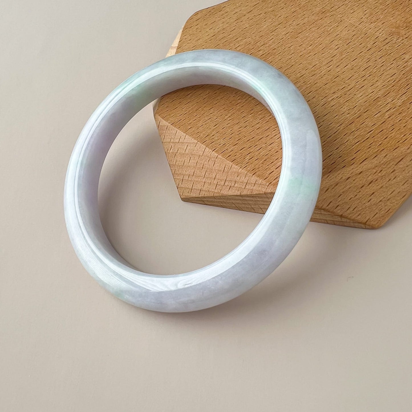 57.6 mm Light Lavender and Green Burmese Type A Jadeite Jade Bangle