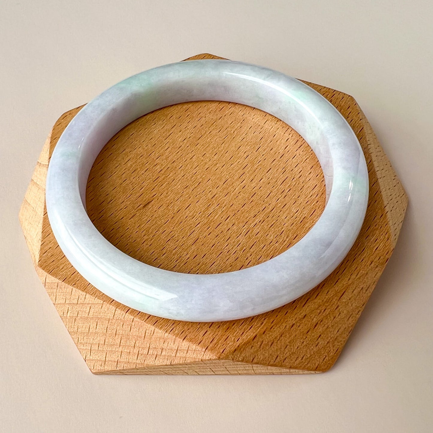 57.6 mm Light Lavender and Green Burmese Type A Jadeite Jade Bangle