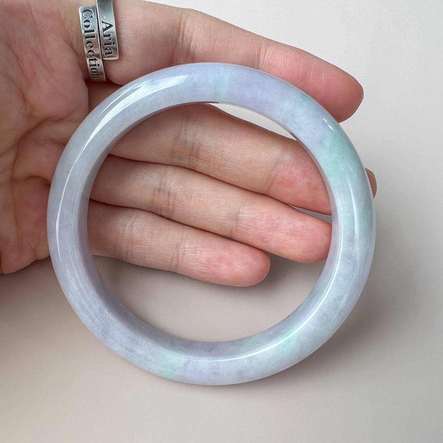 57.6 mm Light Lavender and Green Burmese Type A Jadeite Jade Bangle