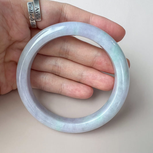 57.6 mm Light Lavender and Green Burmese Type A Jadeite Jade Bangle