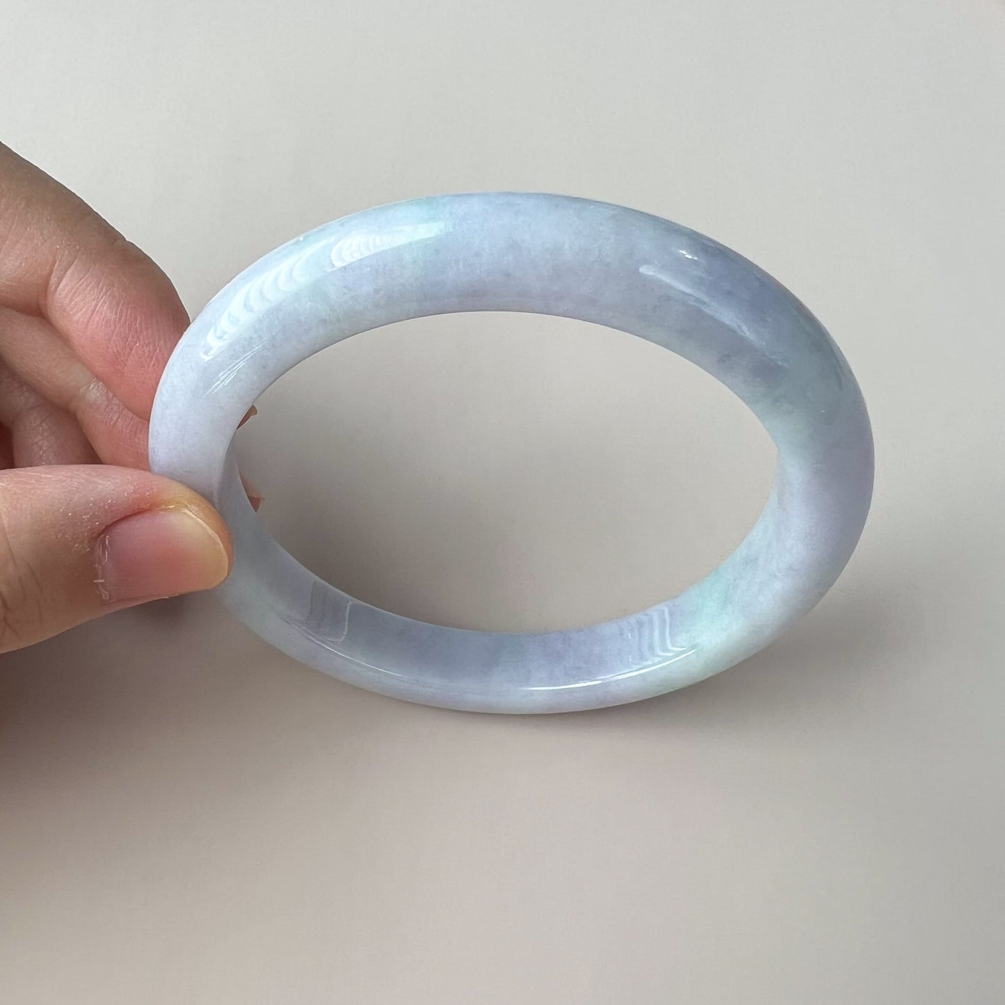 57.6 mm Light Lavender and Green Burmese Type A Jadeite Jade Bangle