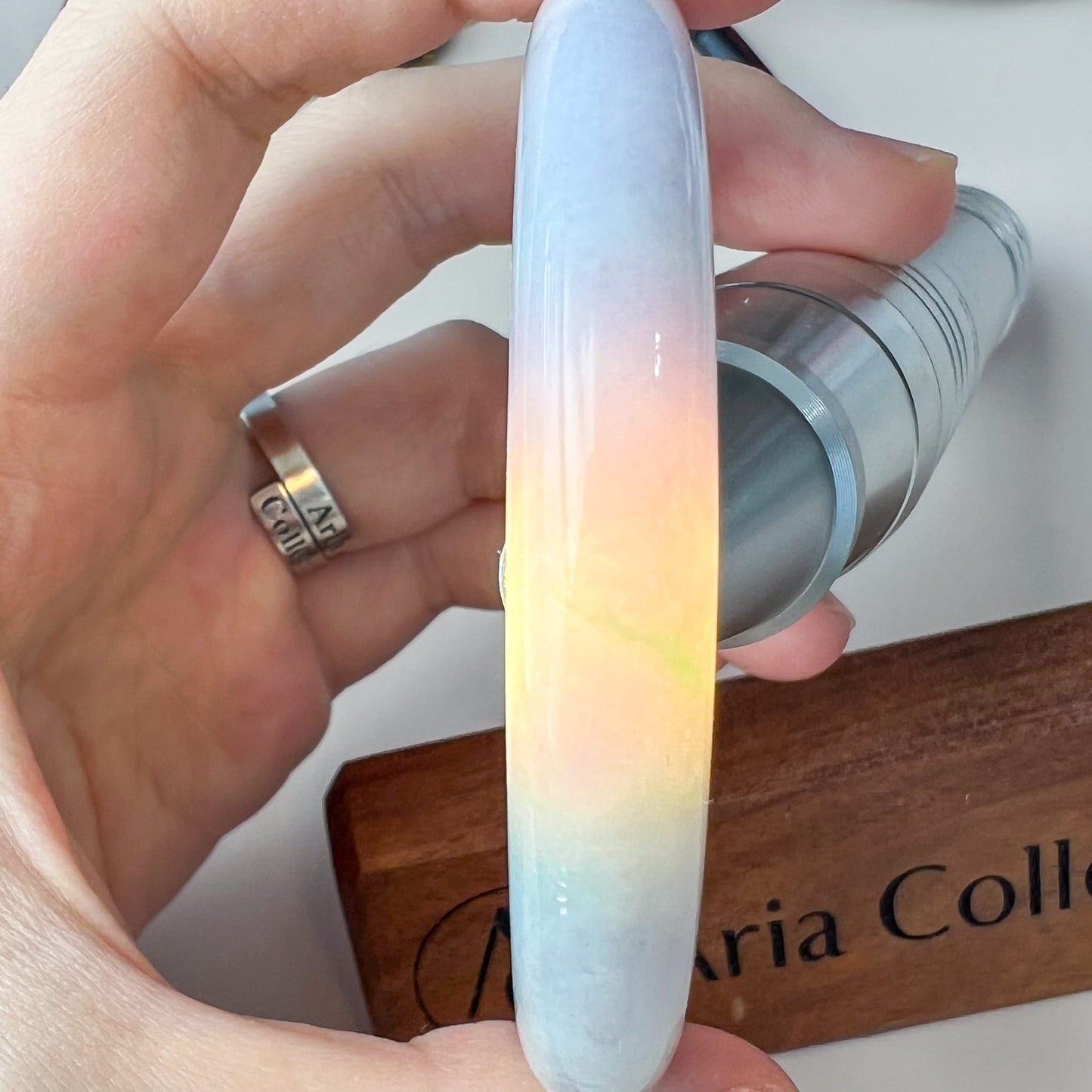 57.6 mm Light Lavender and Green Burmese Type A Jadeite Jade Bangle