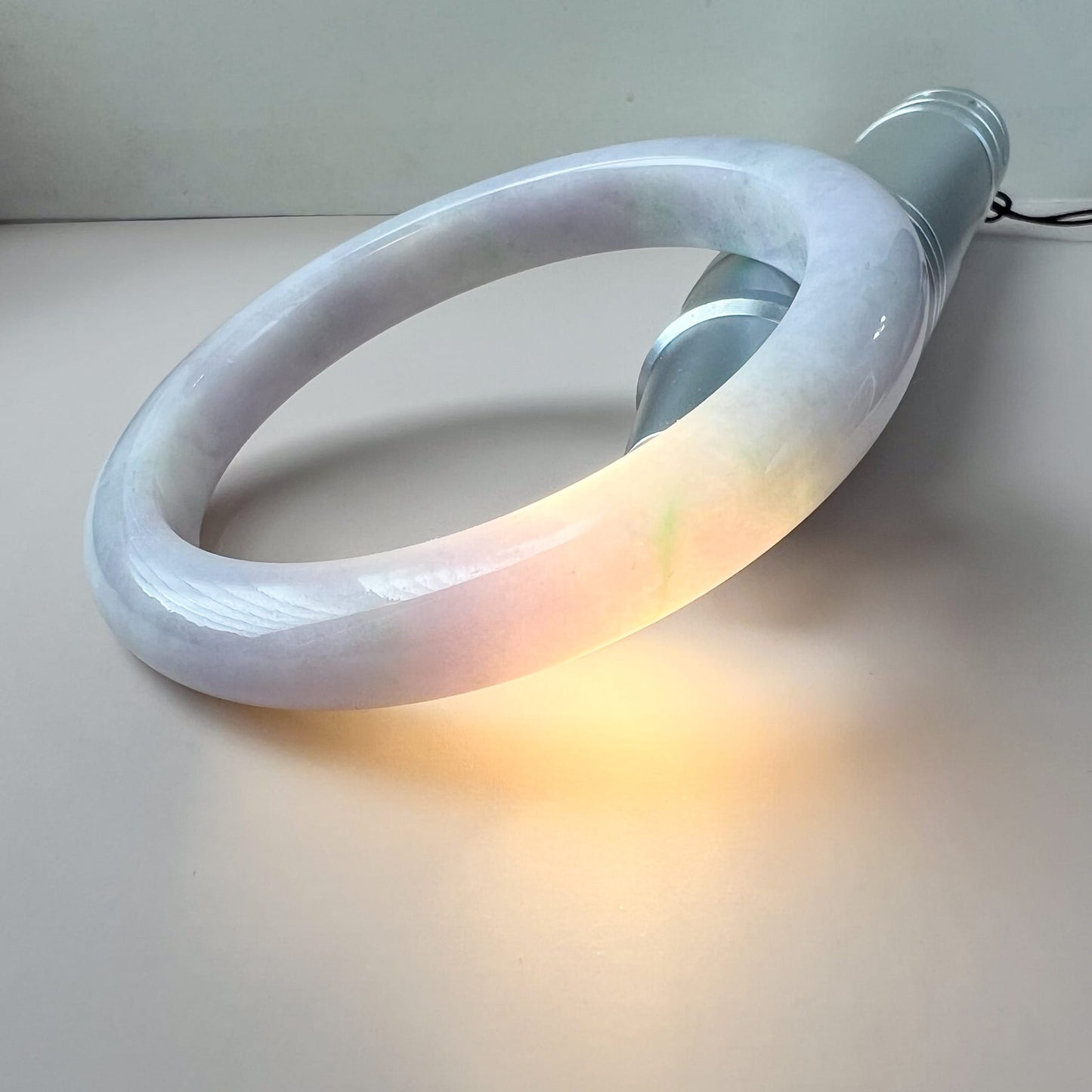 57.6 mm Light Lavender and Green Burmese Type A Jadeite Jade Bangle