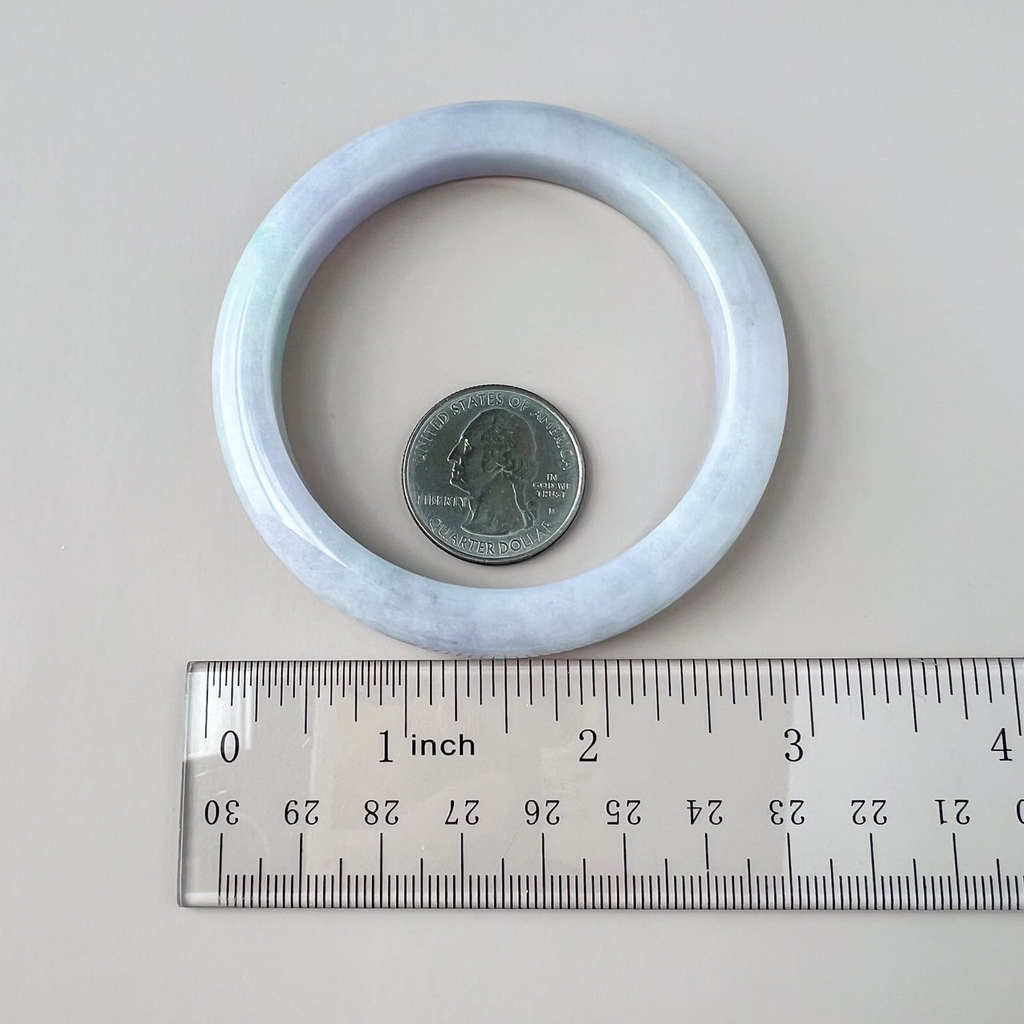 57.6 mm Light Lavender and Green Burmese Type A Jadeite Jade Bangle