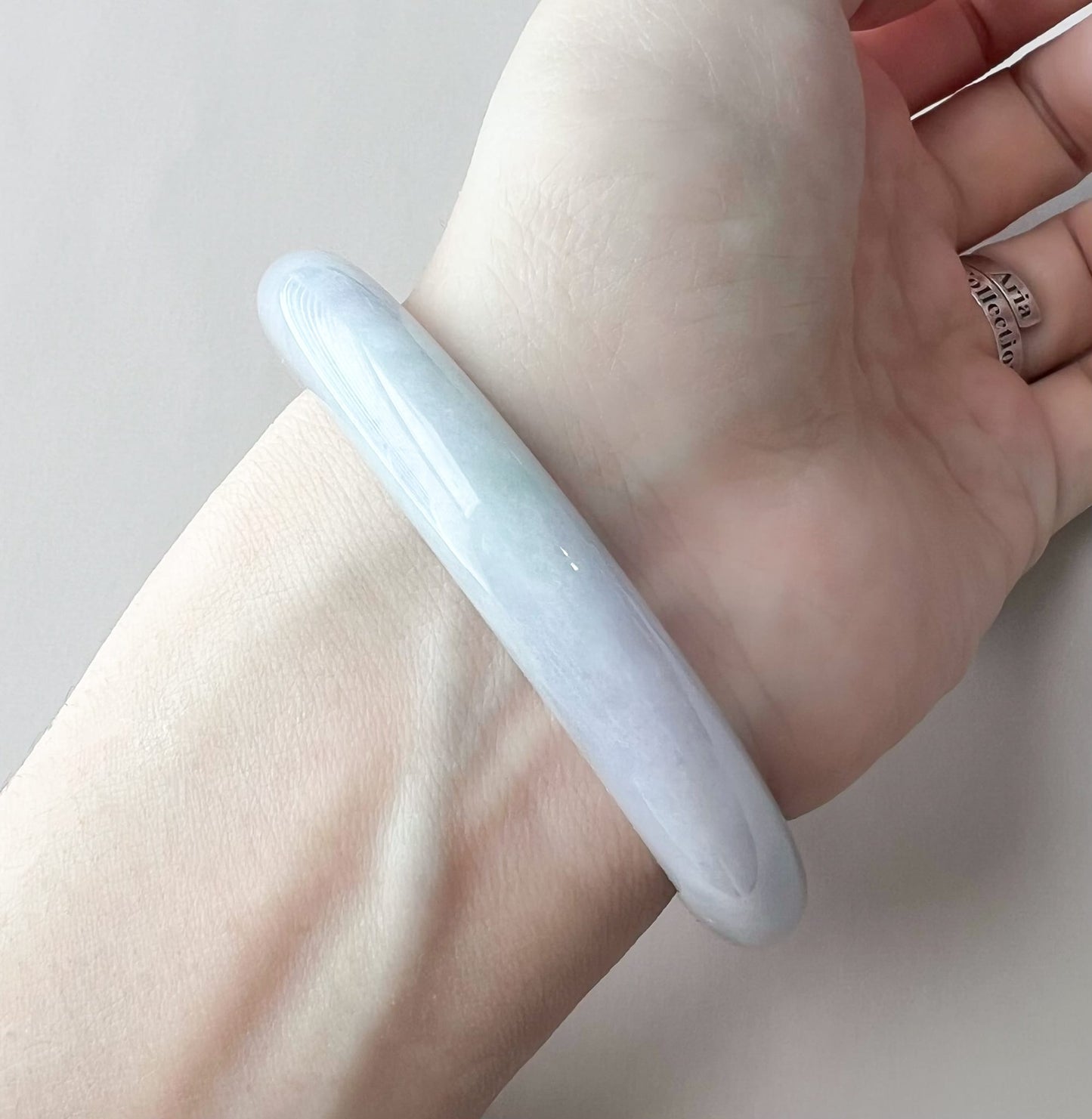 57.6 mm Light Lavender and Green Burmese Type A Jadeite Jade Bangle