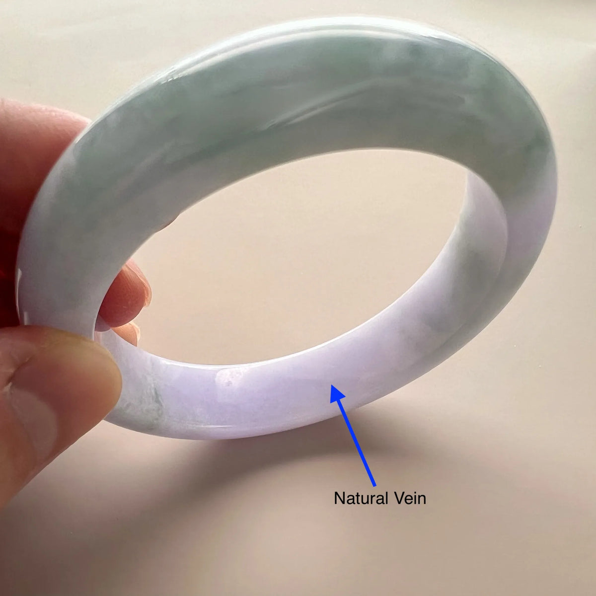 56.8 mm Light Lavender Green Burmese Type A Jadeite Jade Bangle (Classic)