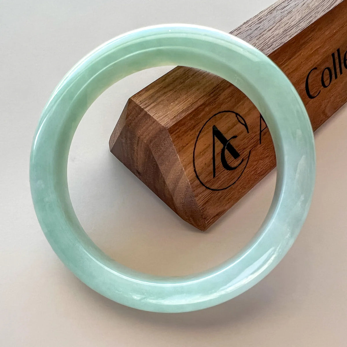 Aria Design Collection light green Burmese Type A jadeite jade bangle, classic polished style