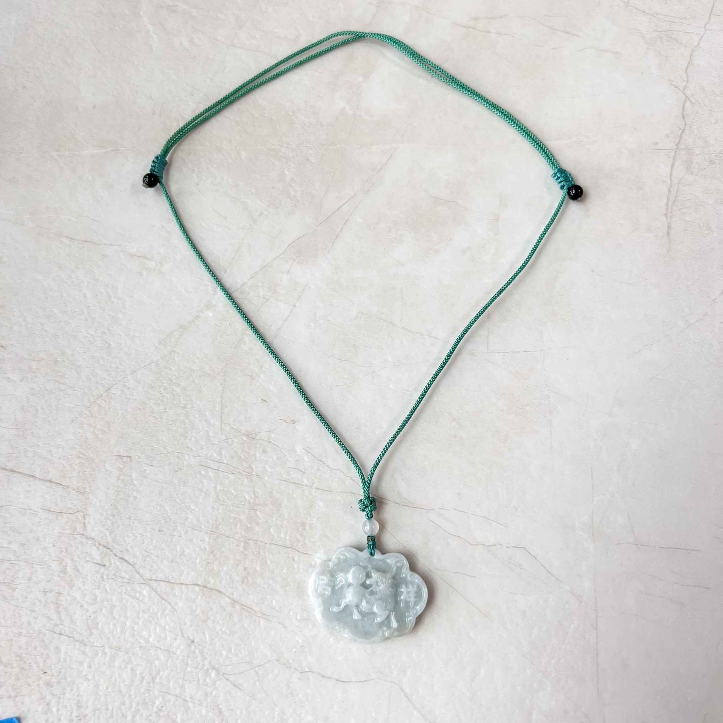 Jadeite Jade Longevity Lock Carved Necklace, 长命锁, 吉祥如意, YW-0110-1646976431