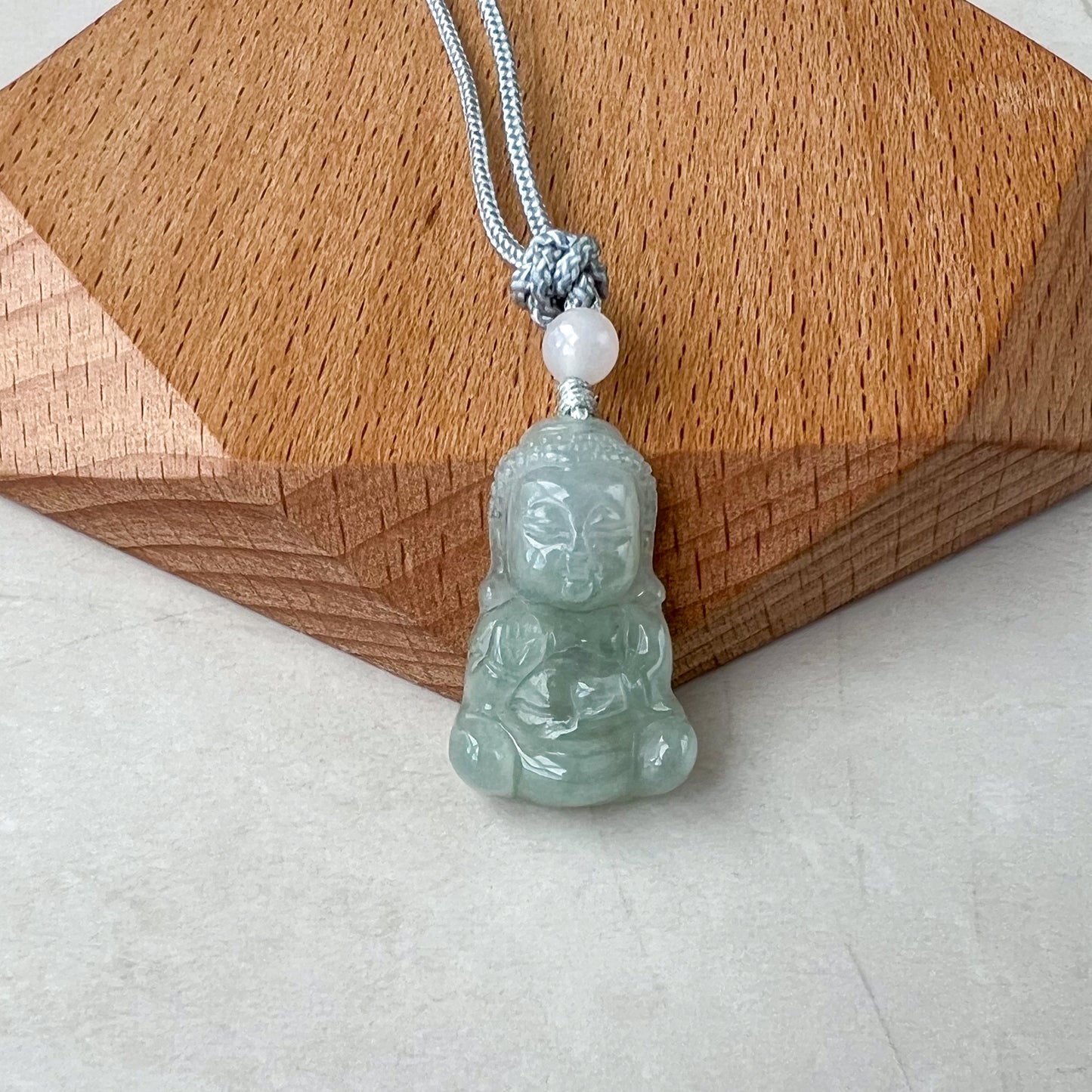 Icy Small Jadeite Jade Baby Buddha Dainty Minimalist Necklace, BJ-0621-1647234977